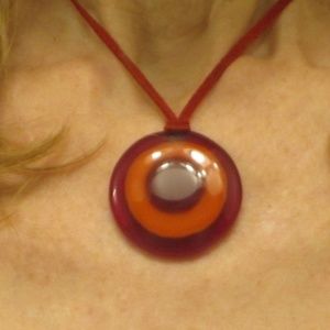 Handcrafted Red Glass Pendant Necklace NWOT